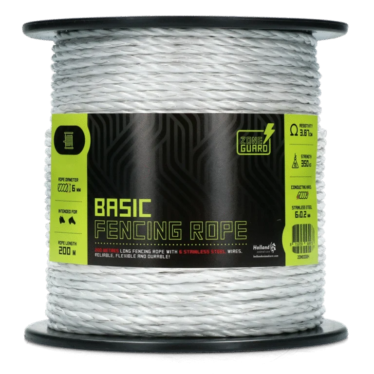 Ohradníkové lanko 6 mm bílé se 6 nerezovými dráty, 200 m – ZoneGuard Basic