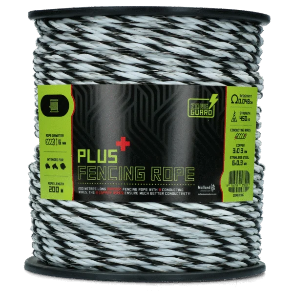 Elektrické lanko 6 mm, černobílé, s 9 vodiči, 200 m – ZoneGuard Plus