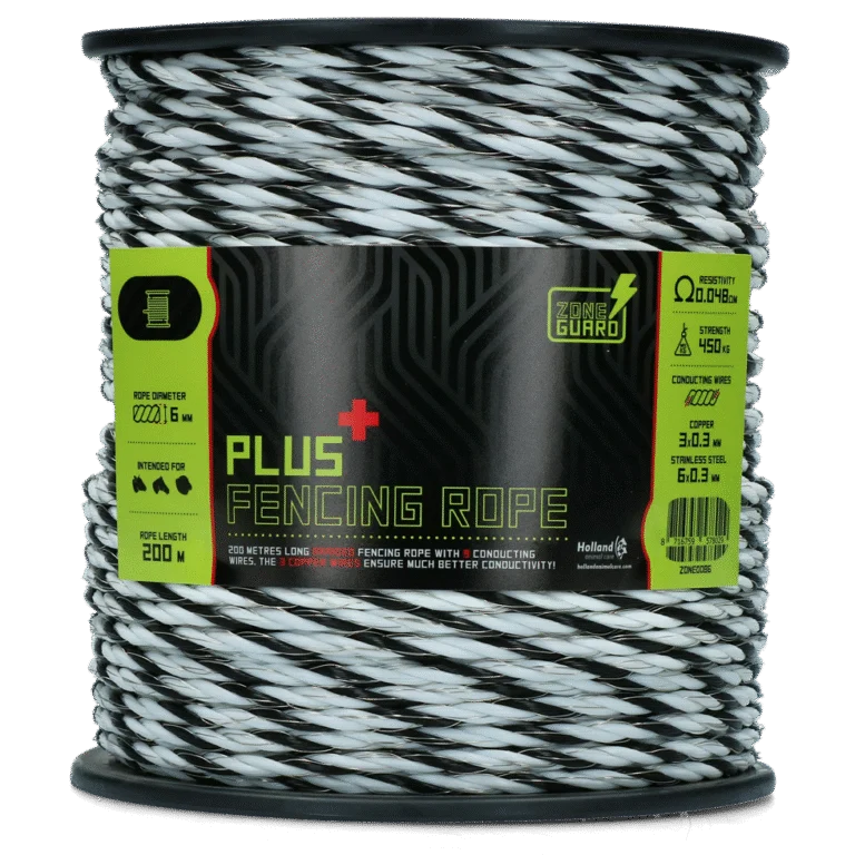 Elektrické lanko 6 mm, černobílé, s 9 vodiči, 200 m – ZoneGuard Plus