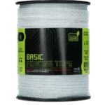 Elektrická páska 20 mm, bílá, s 9 nerezovými vodiči, 200 m – ZoneGuard Basic