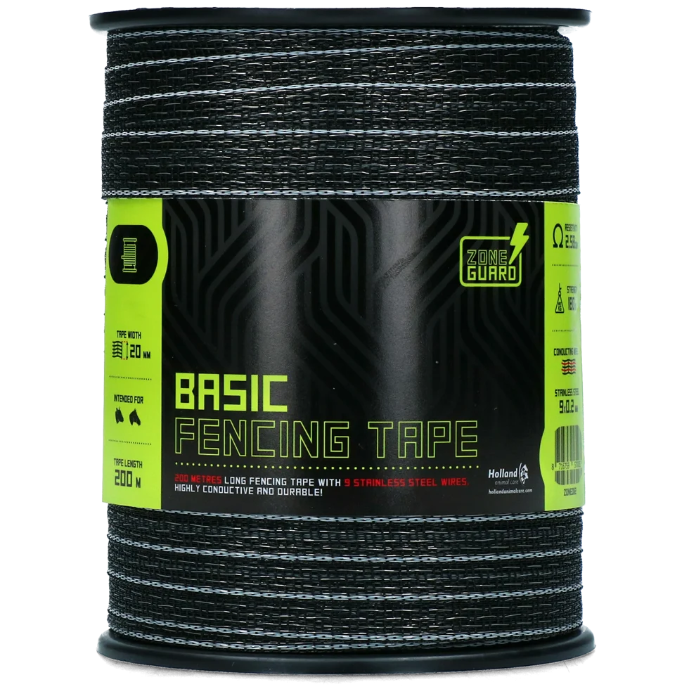 Ohradníková páska 20 mm černá s 9 nerezovými vodiči, 200 m – ZoneGuard Basic - Obrázek 2
