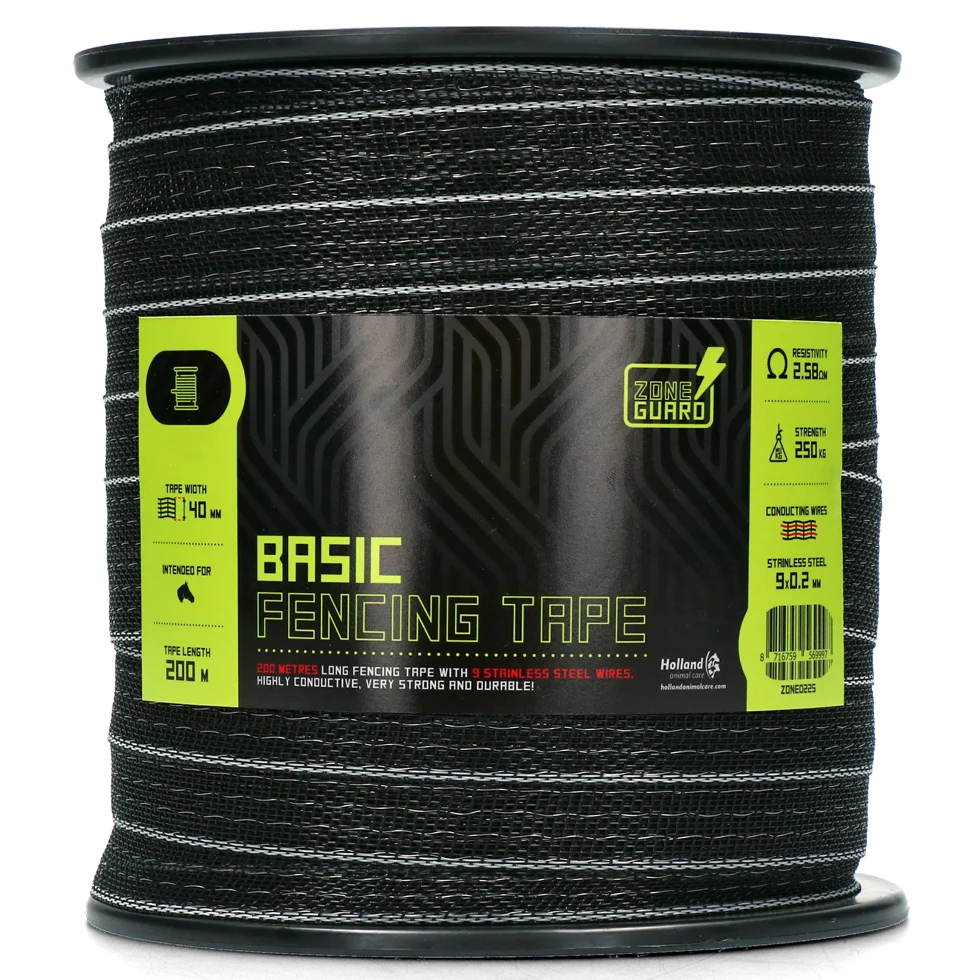 Elektrická páska 40 mm černá s 9 nerezovými vodiči, 200 m – ZoneGuard Basic - Obrázek 2