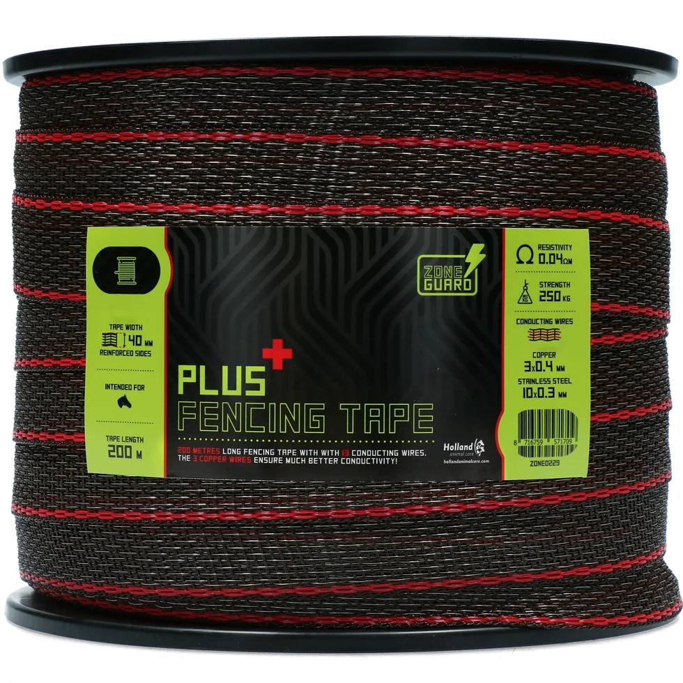 Elektrická ohradníková páska 40 mm, hnědá, se zesílenými okraji, 200 m – ZoneGuard Plus - Obrázek 1