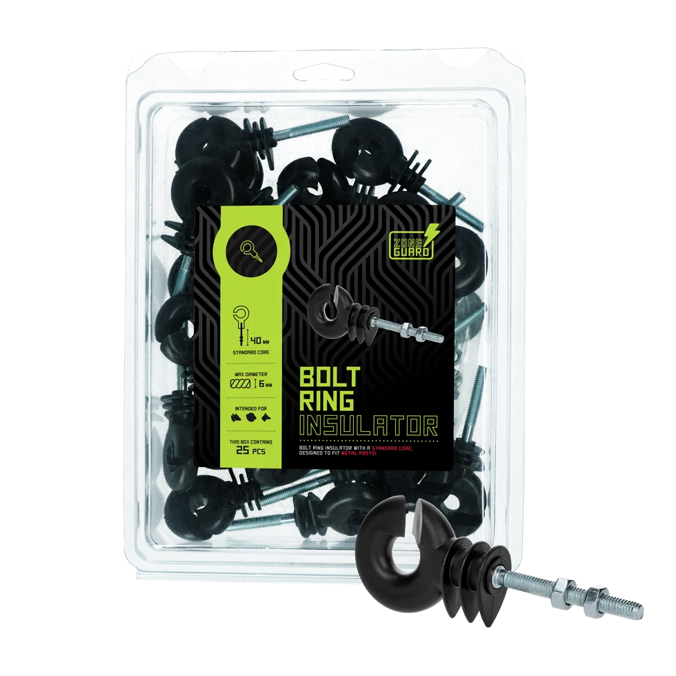 Kruhový izolátor s maticí pro kovové sloupky, 25 ks – ZoneGuard - Obrázek 2