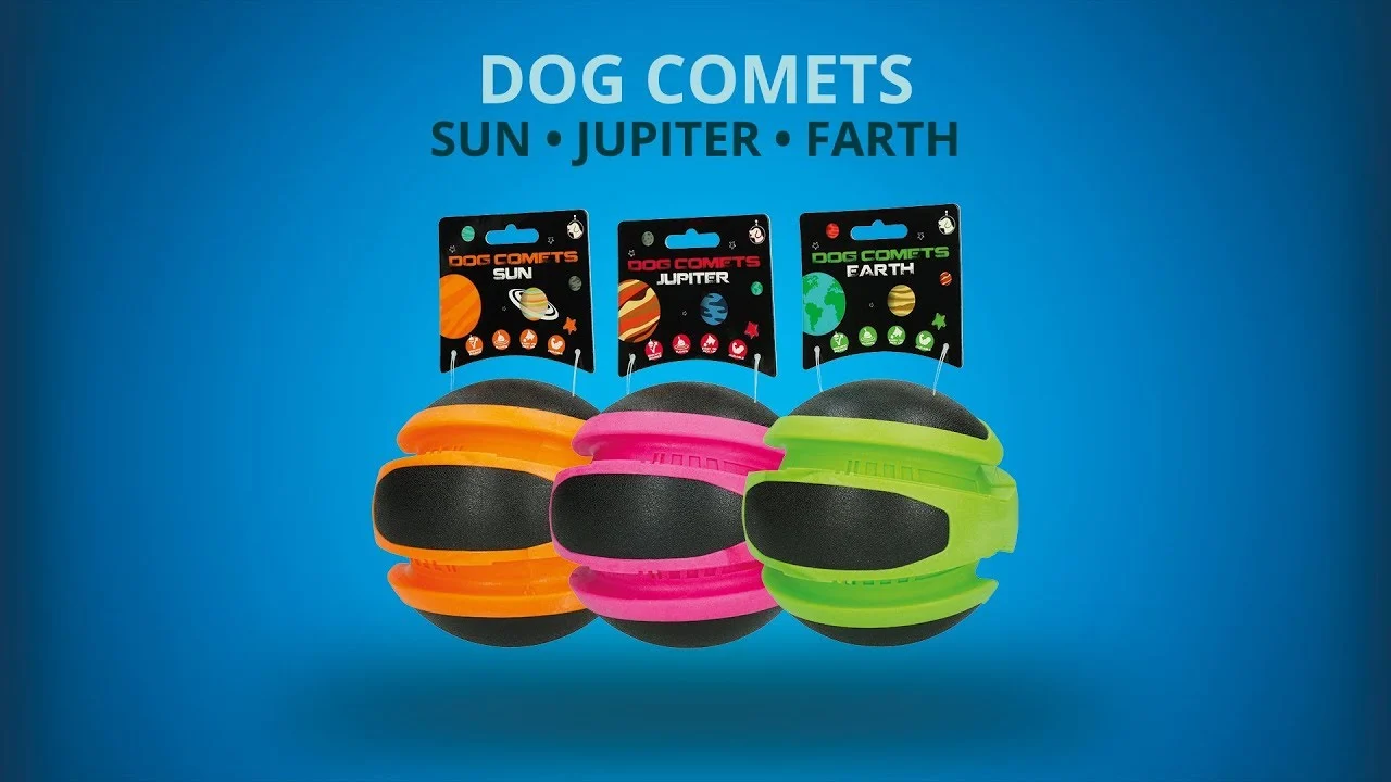 Odskakující psí míček oranžový, 14 cm – Dog Comets Planets - Obrázek 4