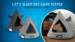 Plstěné týpí pro kočky s polštářkem, 50 x 45 cm, šedé – Let's Sleep Pet Cave TeePee - Obrázek 5